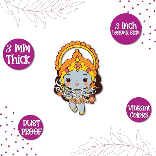 Image of Bhai Please Goddess Kali Wooden Fridge Magnet (Pack of 1) |Hindu God, Spiritual, Divine, Devotional, Housewarming Gift and Decorations