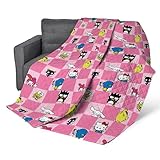 Hello Kitty & Friends Quilted Throw Blanket – Soft Checkered Pattern Fleece | Official Sanrio Blanket for Bed, Couch, or Gift | 60 x 80 Inches