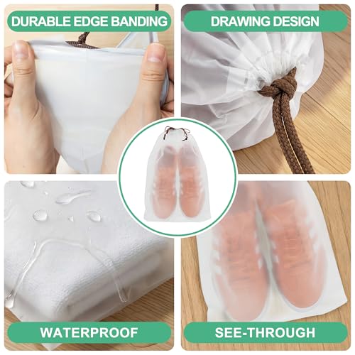 KLASIT Shoe Bags for Travel,15.7 x 11.8 inches,5pack | Large Waterproof Portable Drawstring Clear Shoe Bags,Travel Essentials for Men and Women - Image 6