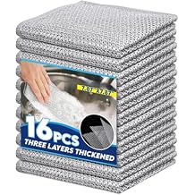 AIAG 16 PCS Non-Scratch Multipurpose Steel Wire Dishcloths - Double Layer Non-Scratch Reusable Quick-Dry Odor-Free Scrub Cloths for Dishes, Kitchen Cleaning Cloths for Cookware, Sinks, Stove Tops