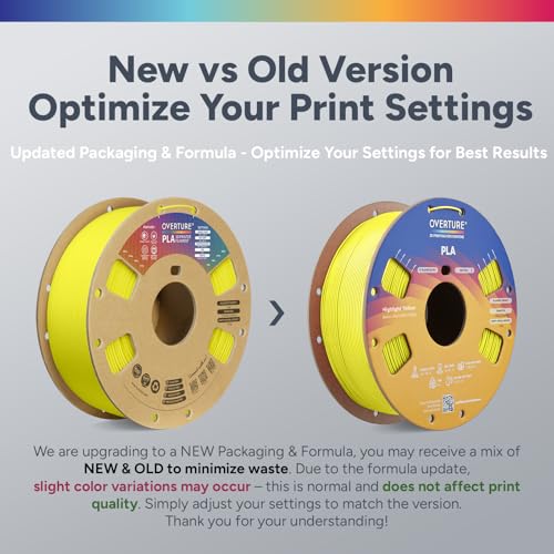 Image of OVERTURE High Speed PLA Filament 1.75mm, Neatly Wound 3D Printer Filament 1kg Spool (2.2lbs) Rapid PLA, Dimensional Accuracy + /- 0.02 mm, Fit Most FDM 3D Printers (Highlight Yellow)