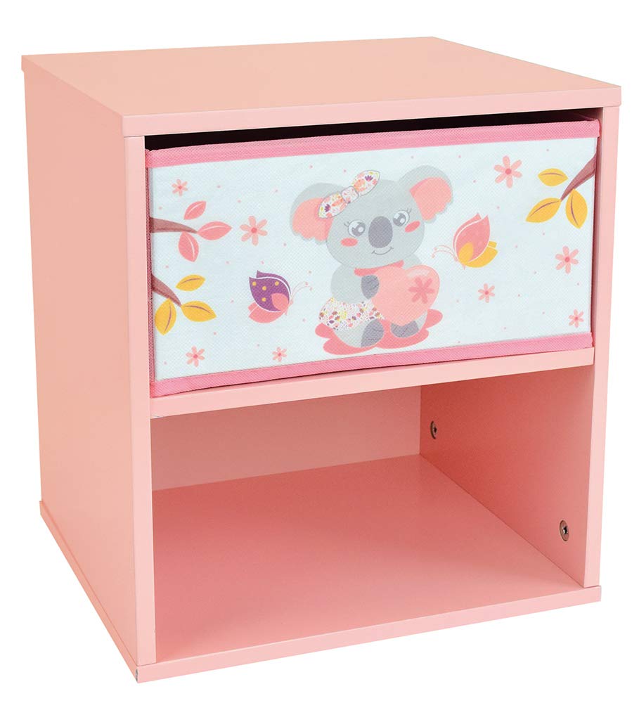 Fun House 713301 Cally Mimi Koala Chevet/Table de Nuit avec tiroir H.36 X L. 33 X P. 30 CM pour Enfant, Gris