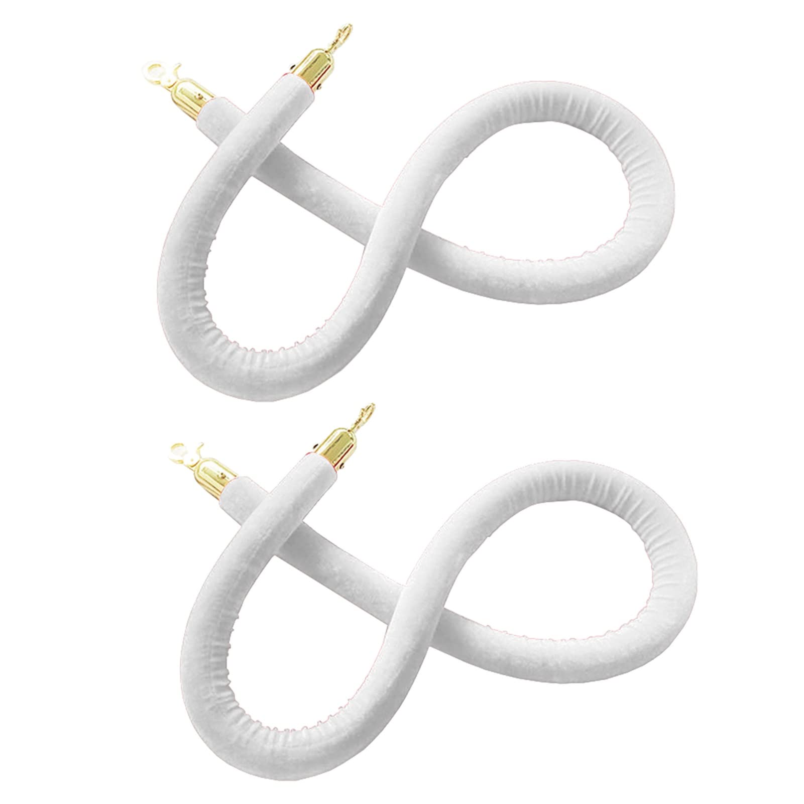 Mlida Poteaux de Guidage Poteau 2 Cordes de Velours Barrières Blanches avec Mousquetons en Acier Inoxydable Plaqué Or, Corde de Ligne de File D'attente de Contrôle de Foule, 1,5 M / 5 Pieds de Long