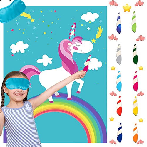 MISS FANTASY Pin the Horn on the Unicorn Birthday Party Favor Games Unicorn Party Supplies Unicorn Gifts for Girls