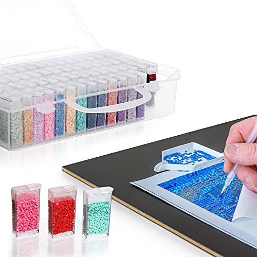 Belle Vous Plastic Diamond Dot Schilder Opbergdoos met 64 Rasters en Labels- Transparante Organisatiedozen - Koffer voor… - Image 7