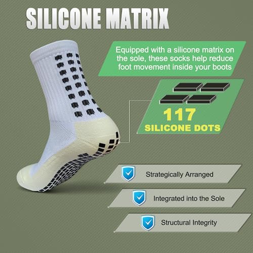 Image of Anti Slip Soccer Grip Socks, 117 Silicone Dots Non Skid Football Socks