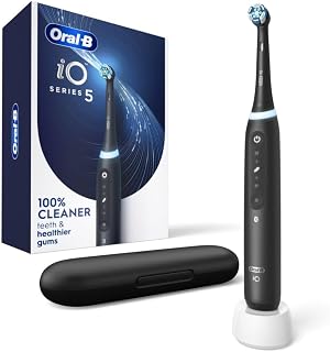 Oral-B iO Series 5 Electric Toothbrush: Pressure Sensor, AI App Coaching, 5 Modes, Timer, Travel Case - Black