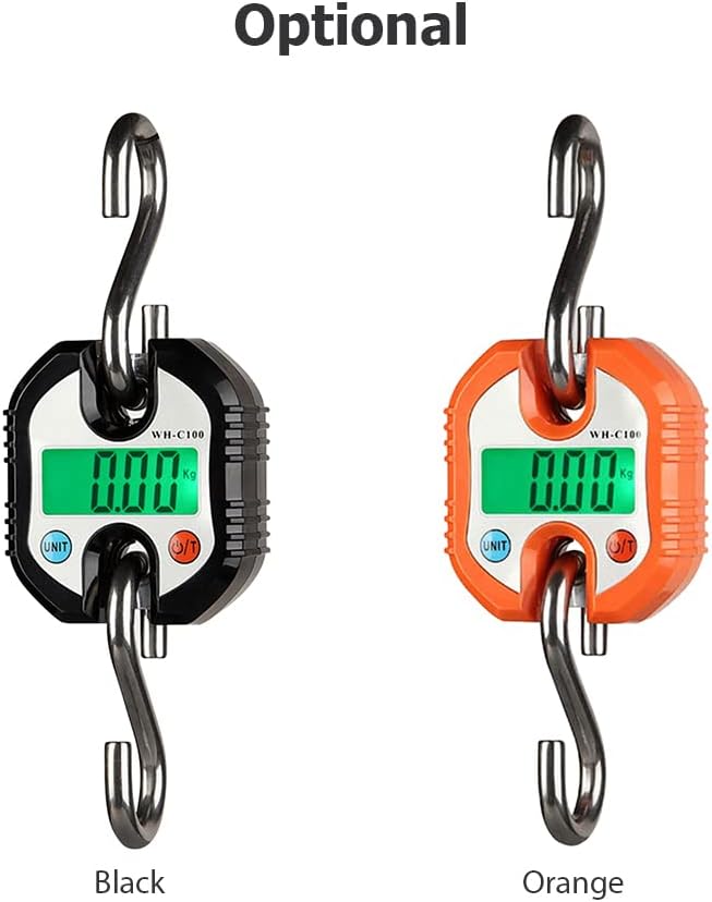 Digital ing Scale 150kg/ 330lb Portable Crane Scale LCD Back Steel Hook Scales for Farm Fishing Hunting Food Market Work
