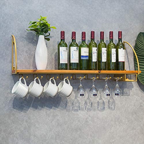 Porte-bouteilles mural avec planche de bois pour salon convivial - 3