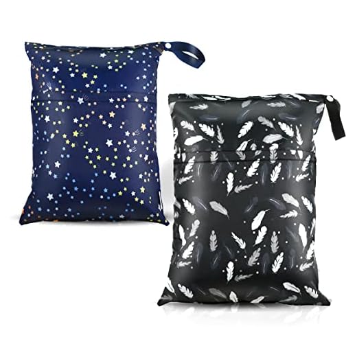 2 Pcs Waterproof Reusable Wet Dry Bag for Diaper Baby Cloth Gym Clothes Washable Travel Bags for Beach Pool Swimsuits Pockets with Two Zippered Dirty Diapers Stroller Yoga Toiletries Daycare Organizer