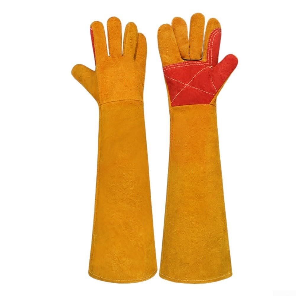 Guantes de soldadura de cuero vacuno de 60 cm con manga larga de alta resistencia para taller