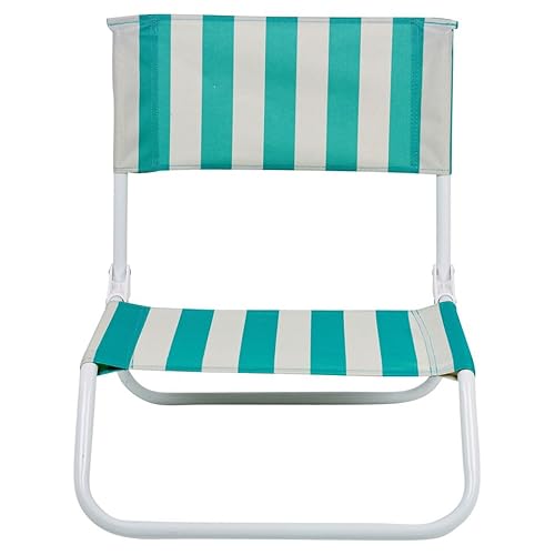 URBNLIVING Foldable Low Beach Chair, Lightweight Striped Camping & Outdoor Deck Chair - Portable, Compact & Durable - Random Summer Colours - Ideal for Beach, Festivals, Picnics & Poolside - 1 chair