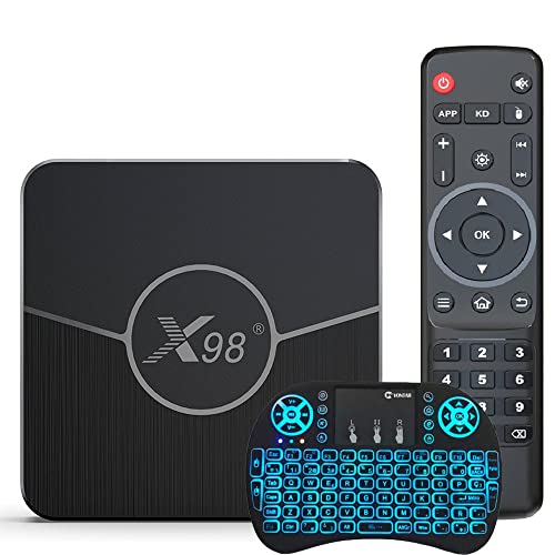 Android 11.0 TV Box, Smart TV Box 4GB RAM 64GB ROM, Salida 4K, Chip Quad-Core, Soporte Dual- WiFi 2.4G/5GHZ,100M LAN, HDR 10,BT4.2,3D, USB 3.0, Viene con Mini Teclado,4gb+32gb