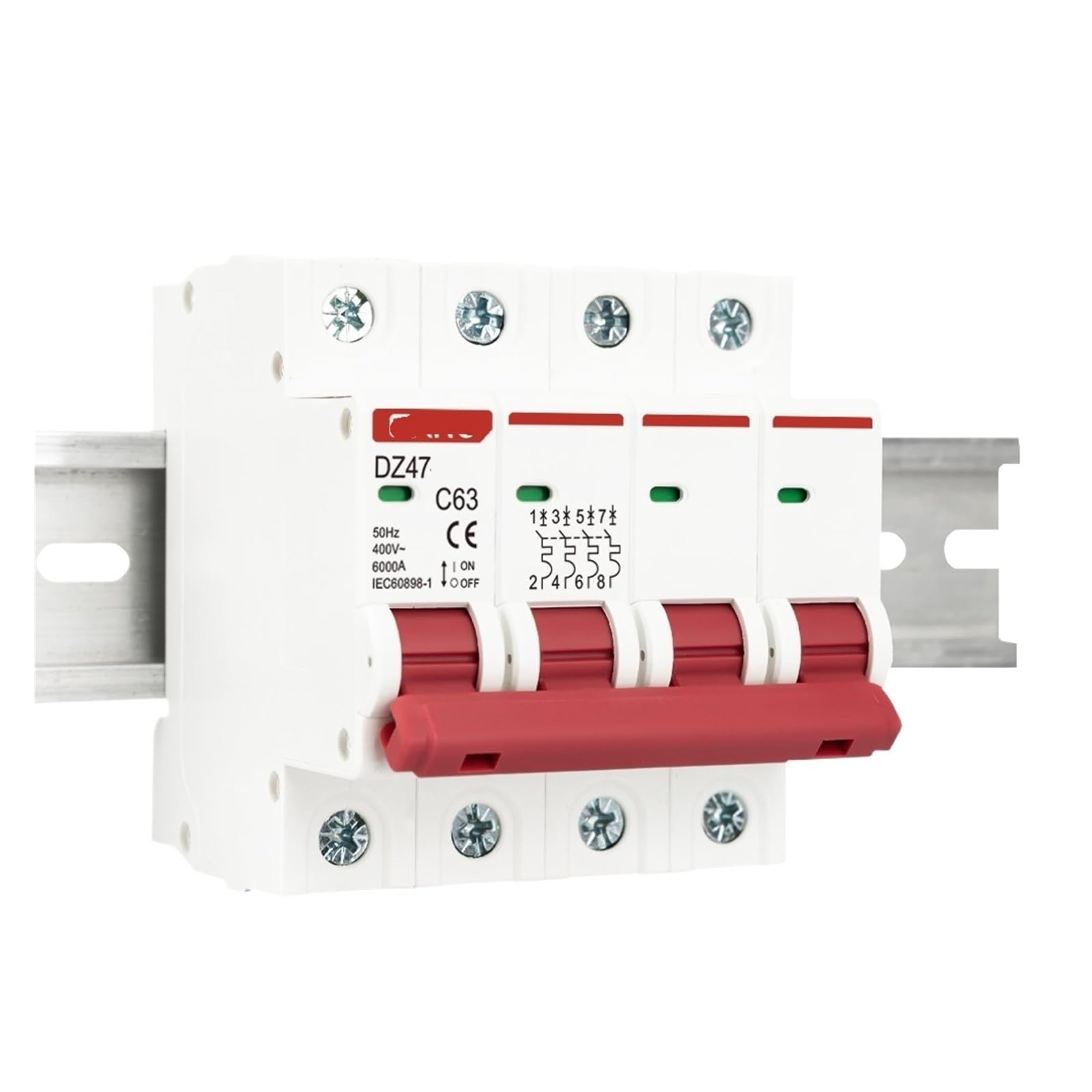 Disjoncteur 400V DZ47 courbe C 6KA rail 35mm 3A à 63A