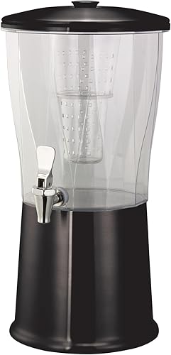 Service Ideas CBDRT3BXSS Dispensador de bebidas, 3 galones, acero inoxidable con tubo infusor y espita de acero inoxidable, ónix negro