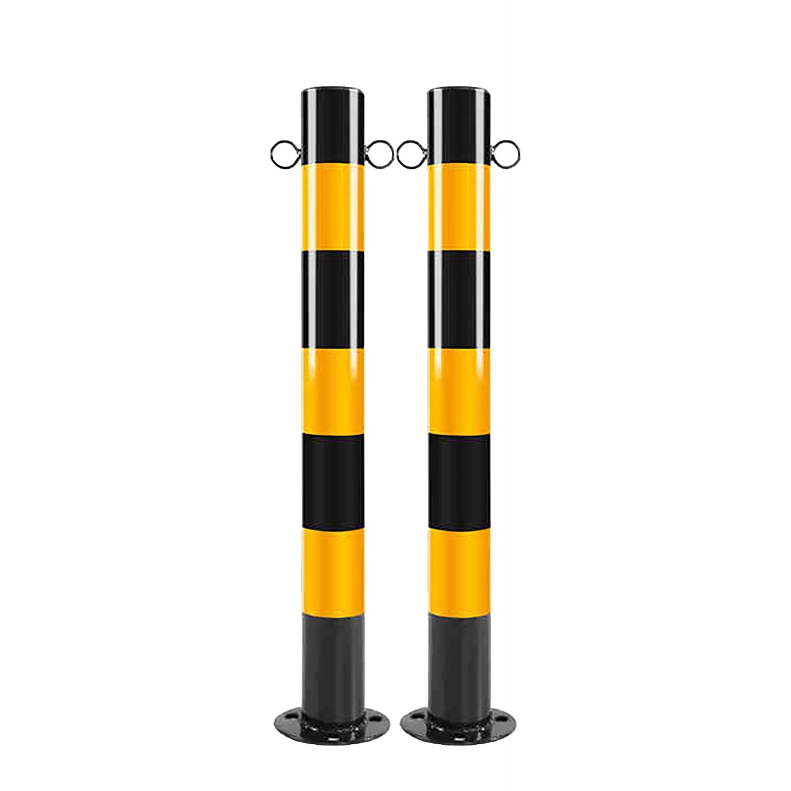 Bolardos de seguridad de acero para poste de estacionamiento, con pernos de anclaje, cinta reflectante y anillo para colgar, perfecto para control de tráfico, barreras de entrada, postes de