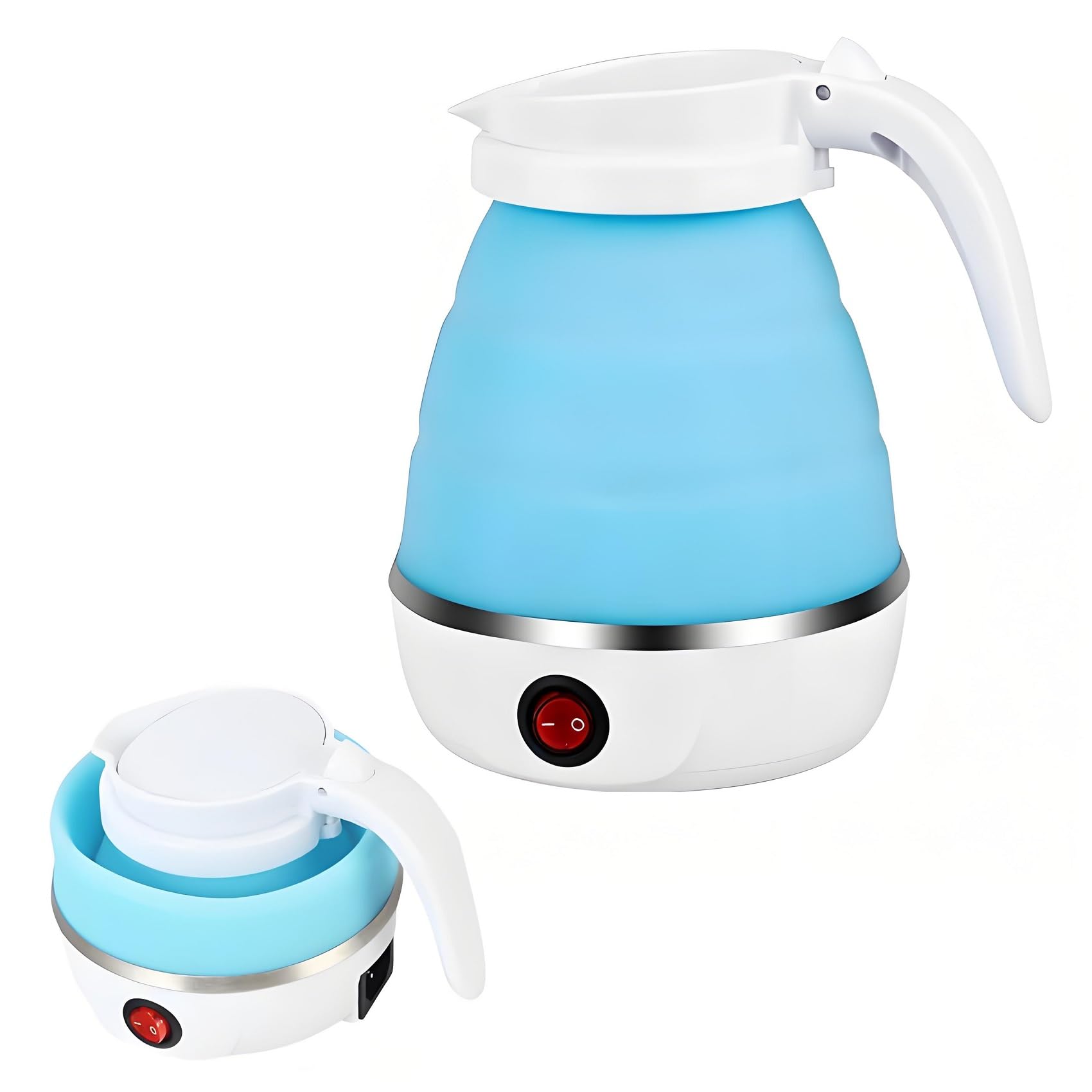 AGSYFFD Foldable Electric Travel Kettle, 600ml Portable Collapsible Mini Kettle with Fast Boiling, Food Grade Silicone for Camping, Holiday, Caravan & Home