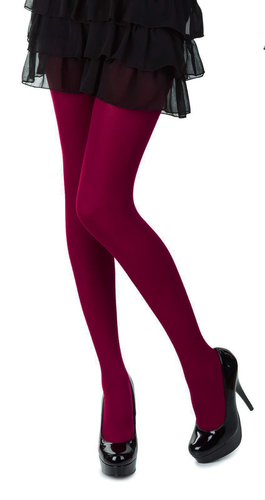 SENTELEGRI Colourful Opaque 40 Denier Tights, 23 Colours, Sizes S-XL (Medium, Burgund)
