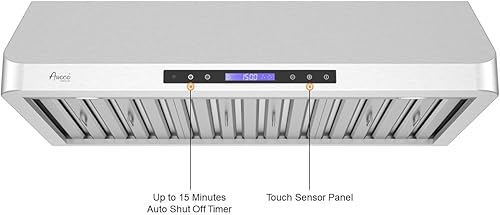 Miniatura 2 de Awoco RH-S10-30 Campana de acero inoxidable de 30 pulgadas y 10 pulgadas de alto para debajo del gabinete, 4 velocidades, ventilación redonda de 8