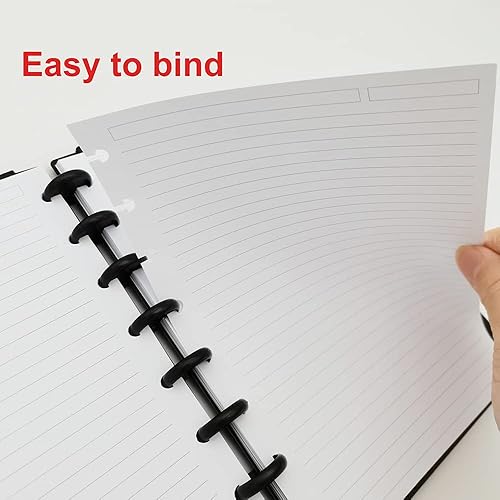 Miniatura 5 de Paquete de 3 cuadernos de repuesto A5 TUL con forro de disco, tamaño junior, 8 discos, 300 hojas600 páginas, papel blanco de 3.53 ozm, 5.8 x 8.2