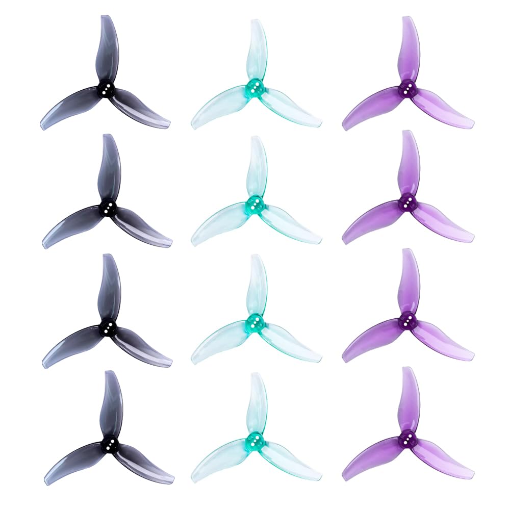 12Pcs Gemfan Hurricane 3630 3.6X3.0X3 3-Blade Propeller 3 Holes PC Props for 1404-2204 Brushless Motor FPV Freestyle 3.5inch Quad Racing Drone
