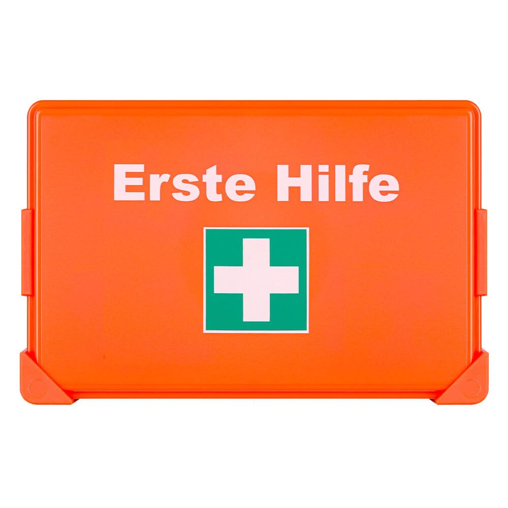 BIGPACK 10x Erste-Hilfe-Verbandkasten, Wandhalter, orange, Kunststoff, DIN 13157 aus Kunststoff, Art.-Nr. 608876 | Verbandskasten | Notfallkoffer | Erste Hilfe Kasten