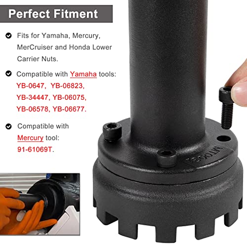 Lower Carrier Retaining Retainer Ring Nut Wrench Tool Kit Replace For Yb-0647, Yb-06823, Yb-34447, Yb-06075, Yb-06578, Yb-06677, 91-61069T Fit For Yamaha, Honda, Mercury & Mercruiser Outboards #TOP4