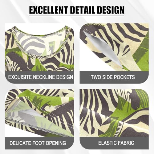 senya Short Sleeve Pajamas Sets Summer Cotton Sleepwear Zebras and Leaf4