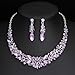 Molie Austrian Crystal Rhinestone Bridal Wedding Necklace and Earrings Jewelry Sets for Women (Light Purple)