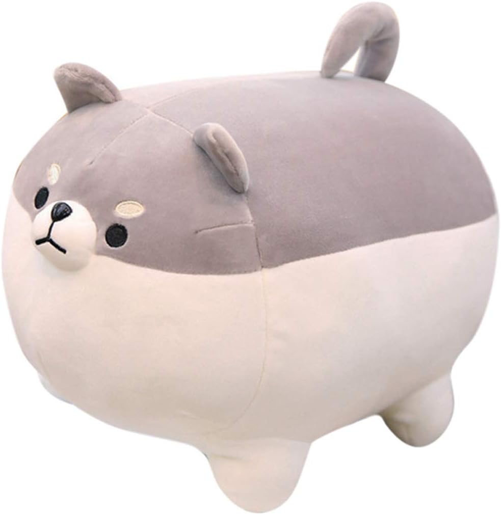 EHOTONG Shiba Inu Dog Plush Pillow, Corgi Stuffed Animal Plush Toy Hug Pillow Gifts for Girl Boy (Gray, 19.6in)