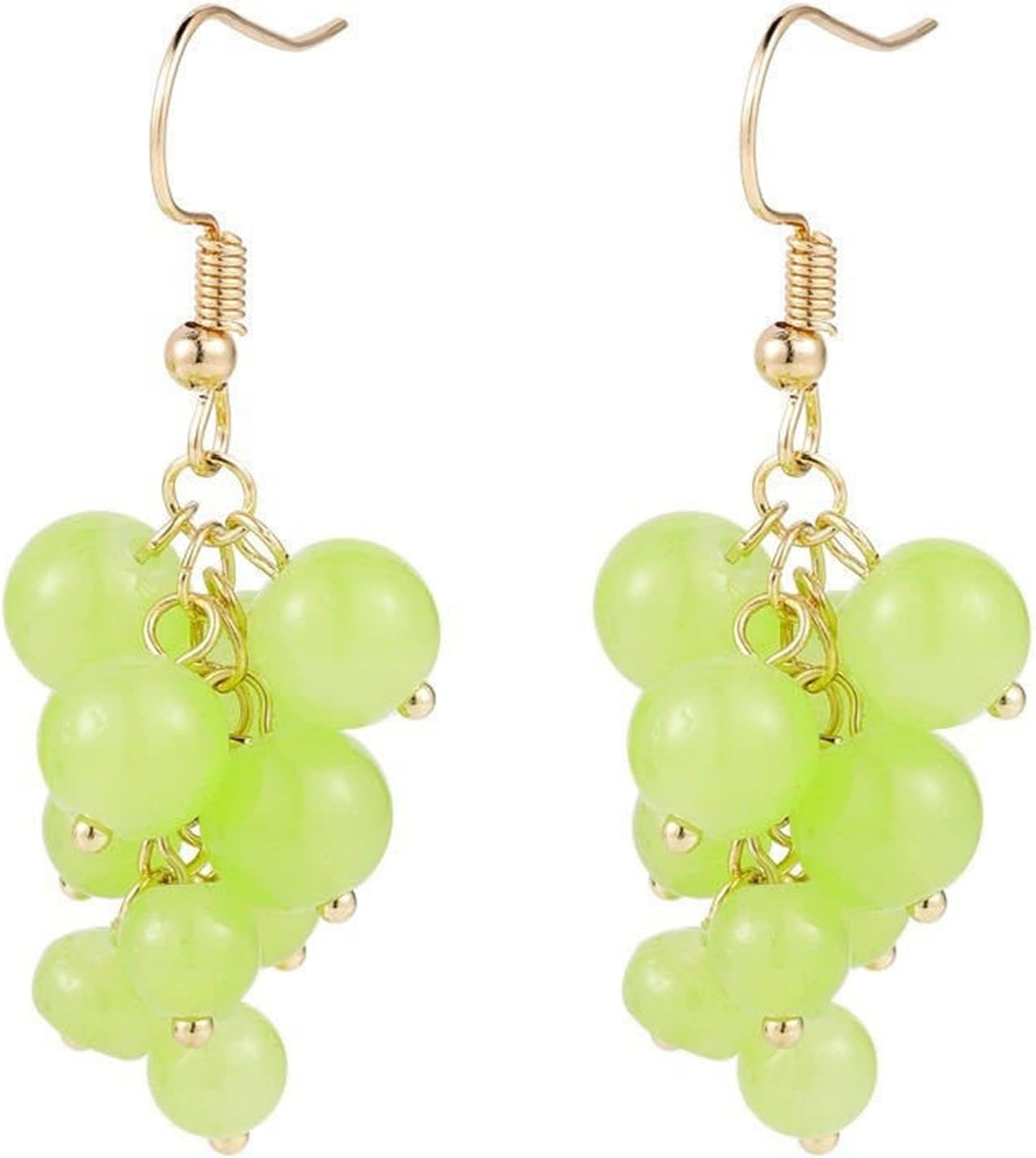MALOYANVE 3D Grape Earrings for Women Unique Cute Fruits Dangle Drop Earrings Gold Plated Acrylic Summer Green Fruit Earrings Statement Charm Jewelry Gifts