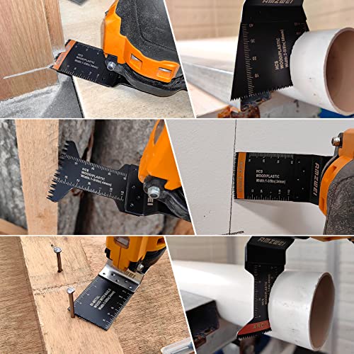 Amzwei 24 Packs Wood Metal Oscillating Tool Blades，Professional Universal Oscillating Saw Blades， Quick Release Saw Blades Fit Dewalt Ryobi Milwaukee Rockwell Fein Makita #TOP7