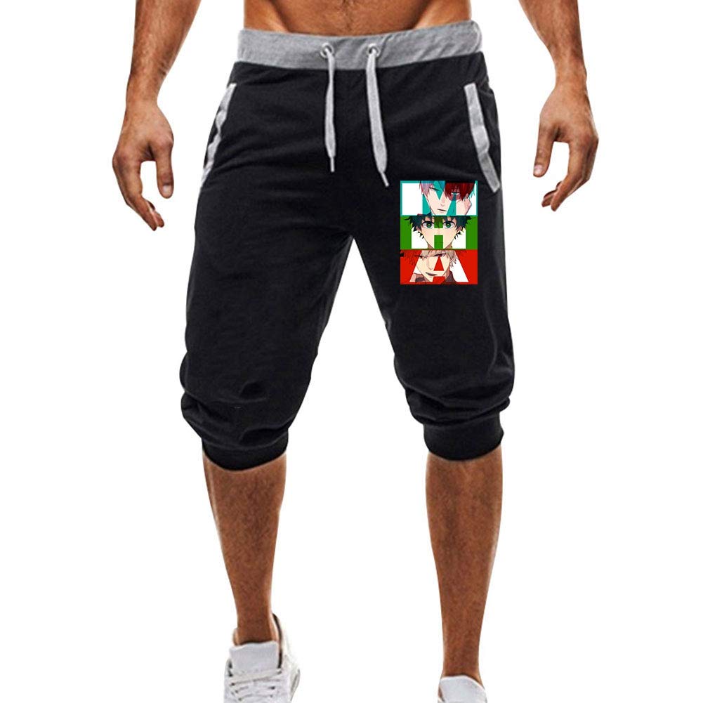 My Hero Academia Pants for Men Drawstring Jogger Sweatpants with Pocket 3/4 Joggers Capri Pants