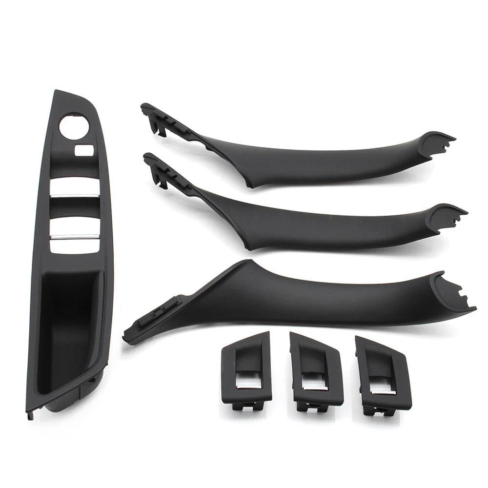 HLWXMDZ for F10 F11 F18 520 523 525 528 51417225865 LHD Car Inner Passenger Door Panel Handle Pull Trim Cover (LHD Black 7pcs)