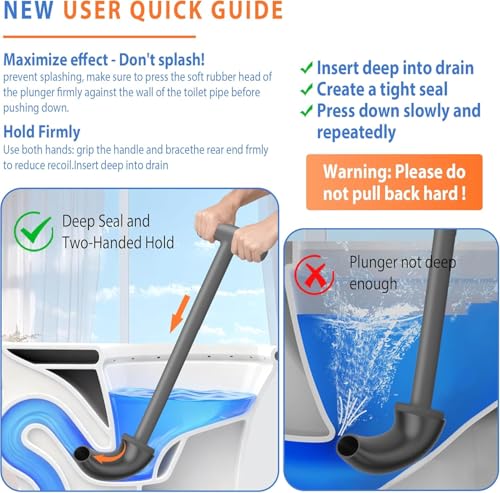 Image of Upgraded Toilet Plunger with Holder, Wall Mounted Toilet Bowl Plunger with Hideaway Caddy, Dual Handle Plunger for Bathroom Built-in Drip Tray