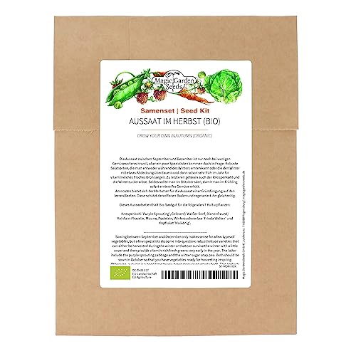 Siembra en otoño (ecológica) - juego de semillas con 7 variedades hortícolas que pueden sembrarse entre septiembre y diciembre