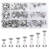 7 tamaños: Proporcionamos siete tamaños diferentes de tornillo chicago（M5 x 5 mm, 6 mm, 8 mm, 10 mm, 12 mm, 15 mm, 18 mm）, y dos tamaños de tuercas (m4 x4 mm y m4 x 5mm) para satisfacer sus necesidades de bricolaje diferentes.