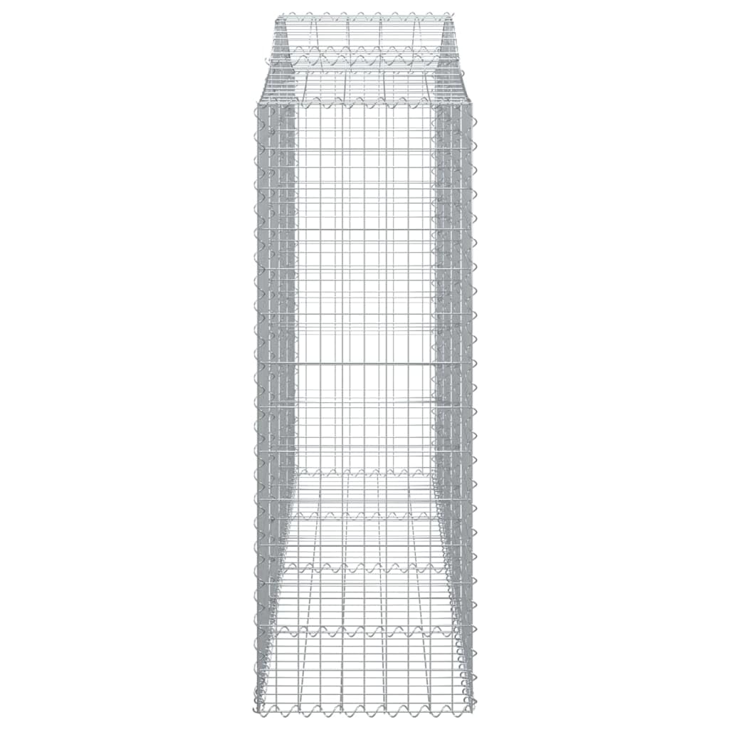 Gaviones de arco alto, juego de 15 unidades, 200 x 50 x 140/160 cm, hierro plateado | Barrera de jardín de hierro galvanizado resistente para patio delantero y patio trasero con construcción estable.