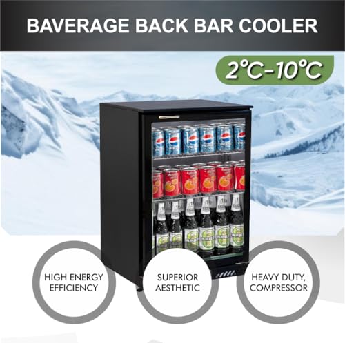 Image of ROCKWELL 130Ltr, Back Bar Cooler, Digital Temperature Display, Heavy Duty Design (BB120C, Black)