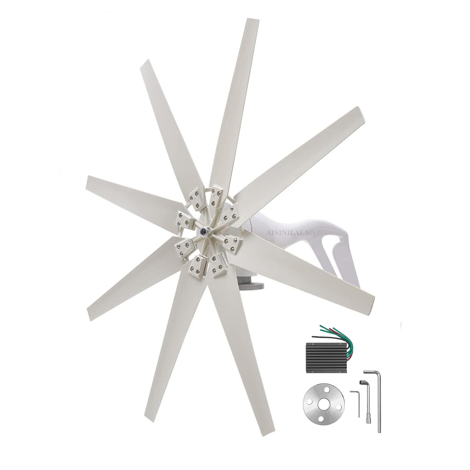 Kit di generatore di turbina a Vento 800W 12V 24V 8 Blade, Kit Generatore di Vento con Controller di Carica, generatore di energia eolica Adatto per Esterno/Villaggio (Bianco)
