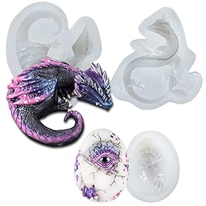 FUNSHOWCASE Dragon Molde de silicona para fondant, hormigón cemento, arcilla polimérica, 7,6 cm de ancho, 3559-3561