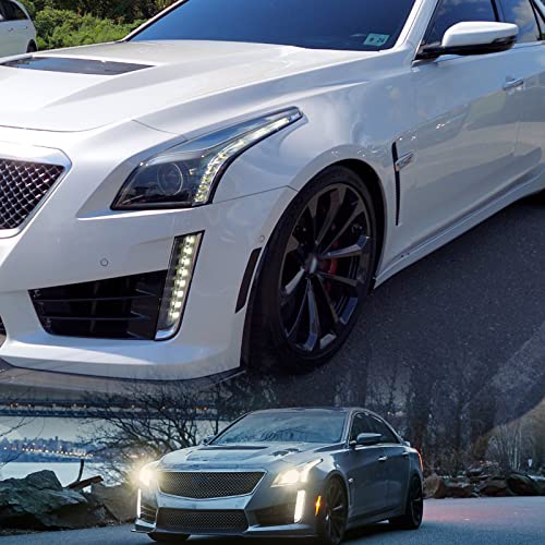 Nslumo Amber Led Side Marker Lights For Cadillac Ats Cts 15-19 Camaro 16-Up Smoke Lens Led Front Bumper Side Marker Lamps Oem Replacement #TOP3