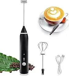 Mini Mixer Portátil Misturador de Bebidas Batedor Espumador de Leite Ovos Café Whey Multiuso Cozinha USB Recarregável Premium (Branco)