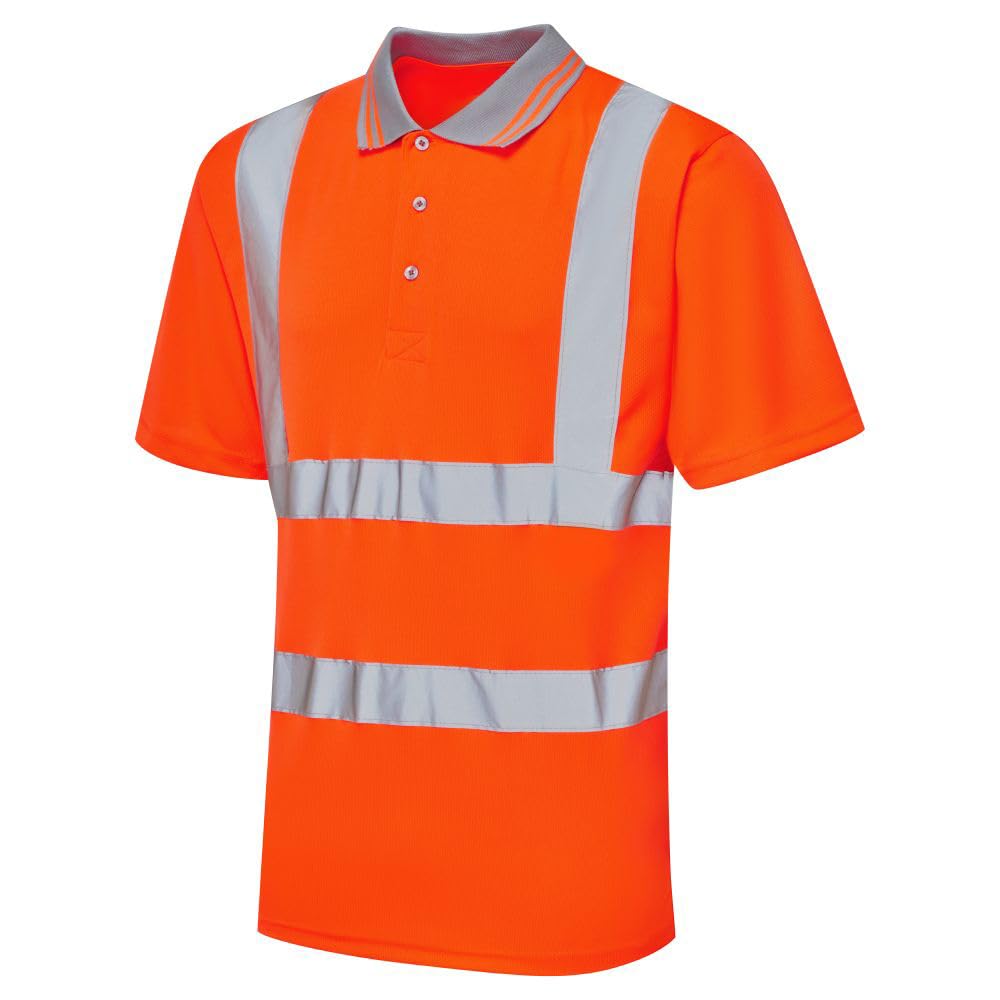 Expert Workwear High Vis Viz Visibility Short Sleeve Polo T Shirt (2XL, Orange)