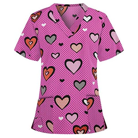 WUXIANG Ropa de Trabajo Mujer Manga Corta Cuello V Cover