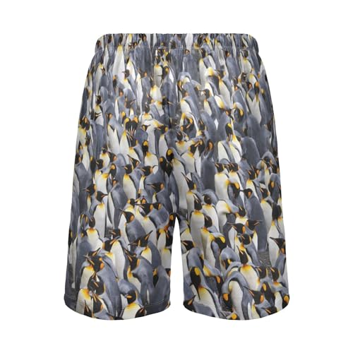 King Penguin Colony Pattern South Pole Animal Men's Pajama Pants Shorts Sleepwear Lounge Pajama Bottoms S-2XL2