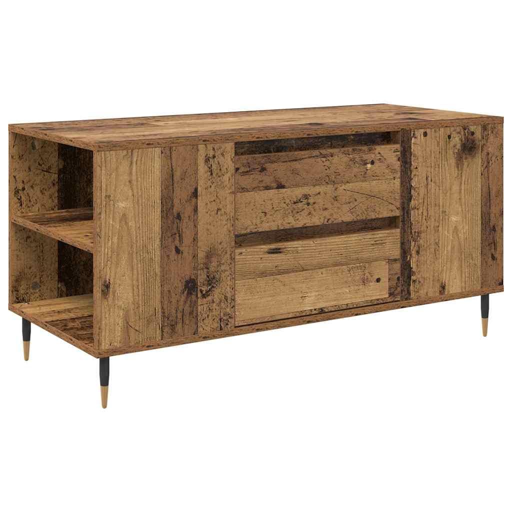 Mesa de centro de madera vieja 102 x 44,5 x 50 cm de material de madera con cajón y estante, diseño moderno para salón, resistente y ahorra espacio, para sofá y balcón