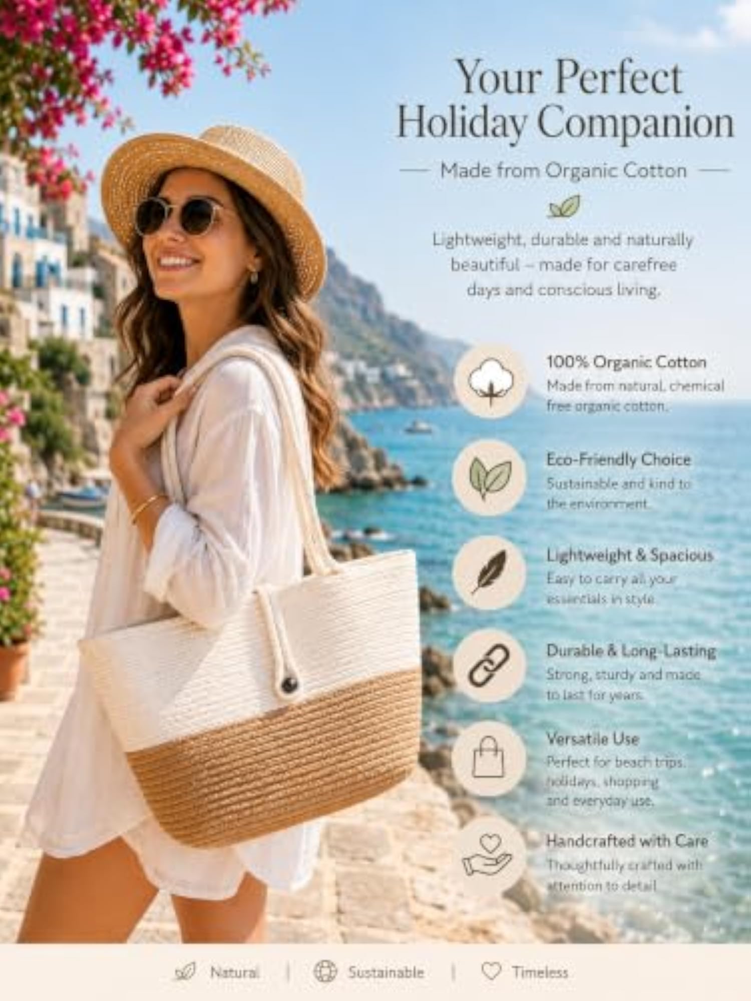 Cotton Handwoven Reusable Shopping Tote Bag