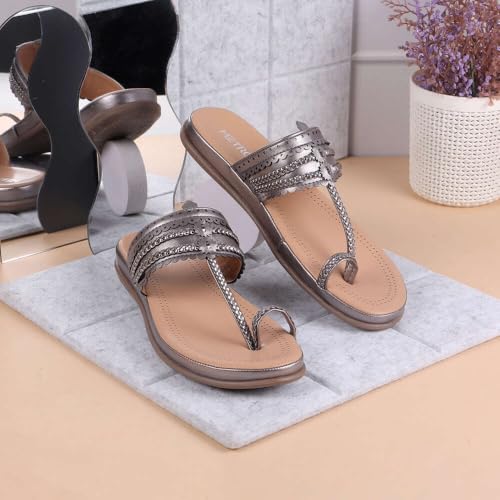 Image of Metro Women Flat Kolhapuri Comfort Chappal