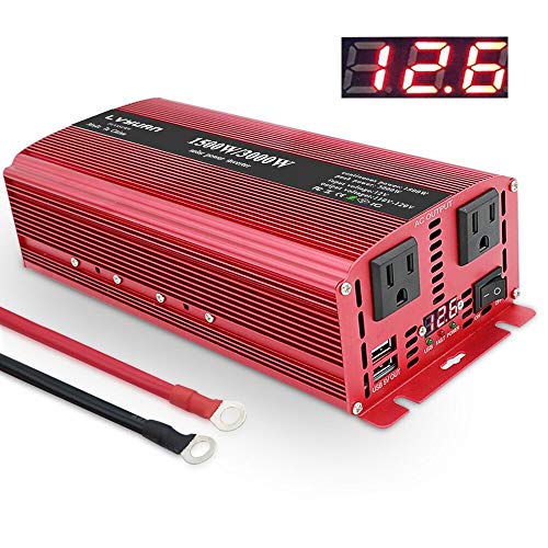 LVYUAN 1500W/3000W Power Inverter Dual AC Outlets and Dual USB Charging Ports DC